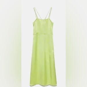 NWT Zara Neon Satin Silk Slip Dress